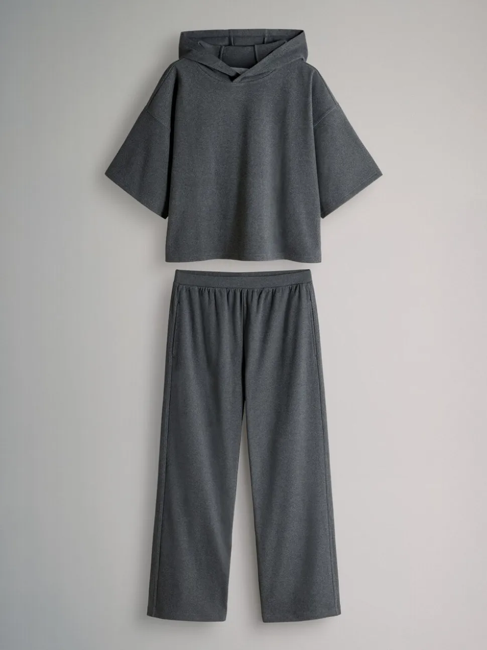 The Set Soft Touch Ribbed Sweat Hoodie And Joggers Set