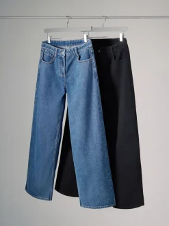 The Set verpakking van 2 denim jeans met wijde pijpen van 100% katoen
