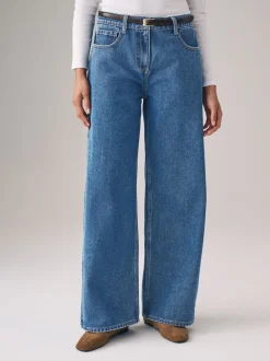 The Set verpakking van 2 denim jeans met wijde pijpen van 100% katoen