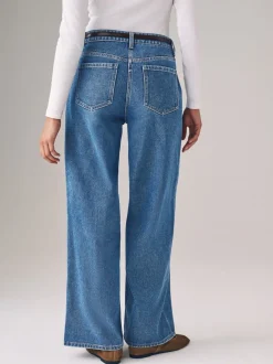 The Set verpakking van 2 denim jeans met wijde pijpen van 100% katoen