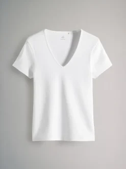 The Set verpakking van 3 geribbelde T-shirts met korte mouwen en V-hals