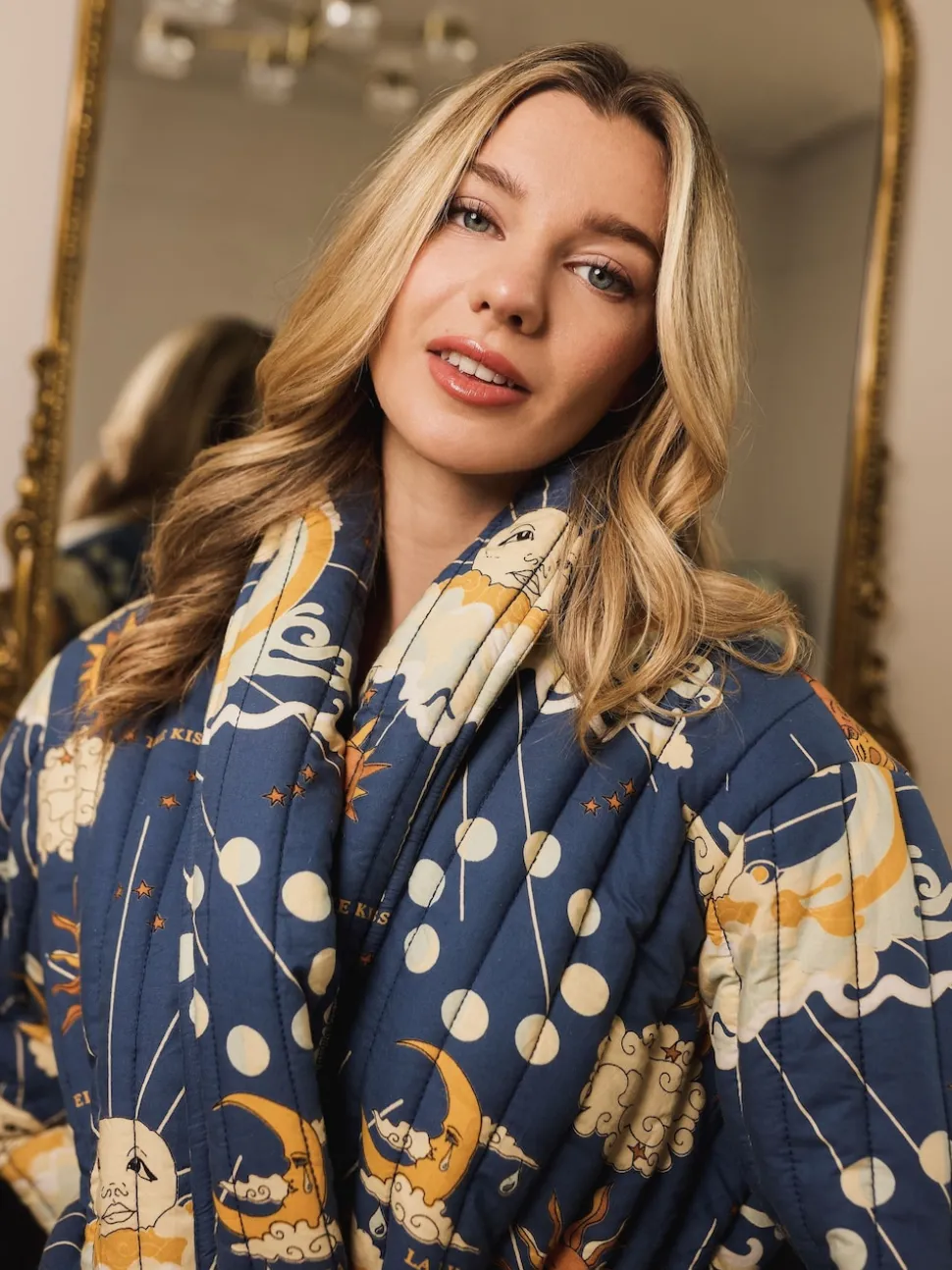 Their Nibs La Luna Cotton Quilted Robe