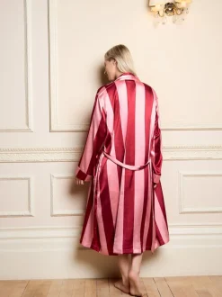 Their Nibs Raspberry Stripe Satin Grandpa Robe