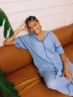 Their Nibs Skinny Stripe Cotton Voile Oversized Long Pyjamas Set