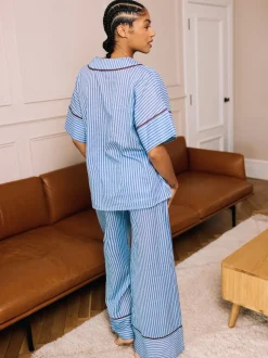 Their Nibs Skinny Stripe Cotton Voile Oversized Long Pyjamas Set