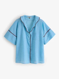 Their Nibs Skinny Stripe Cotton Voile Oversized Long Pyjamas Set