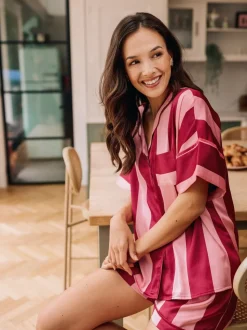 Their Nibs Stripe Satin Oversized Short Pyjamas Set