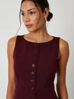 Threadbare Boat Neck Longline Waistcoat