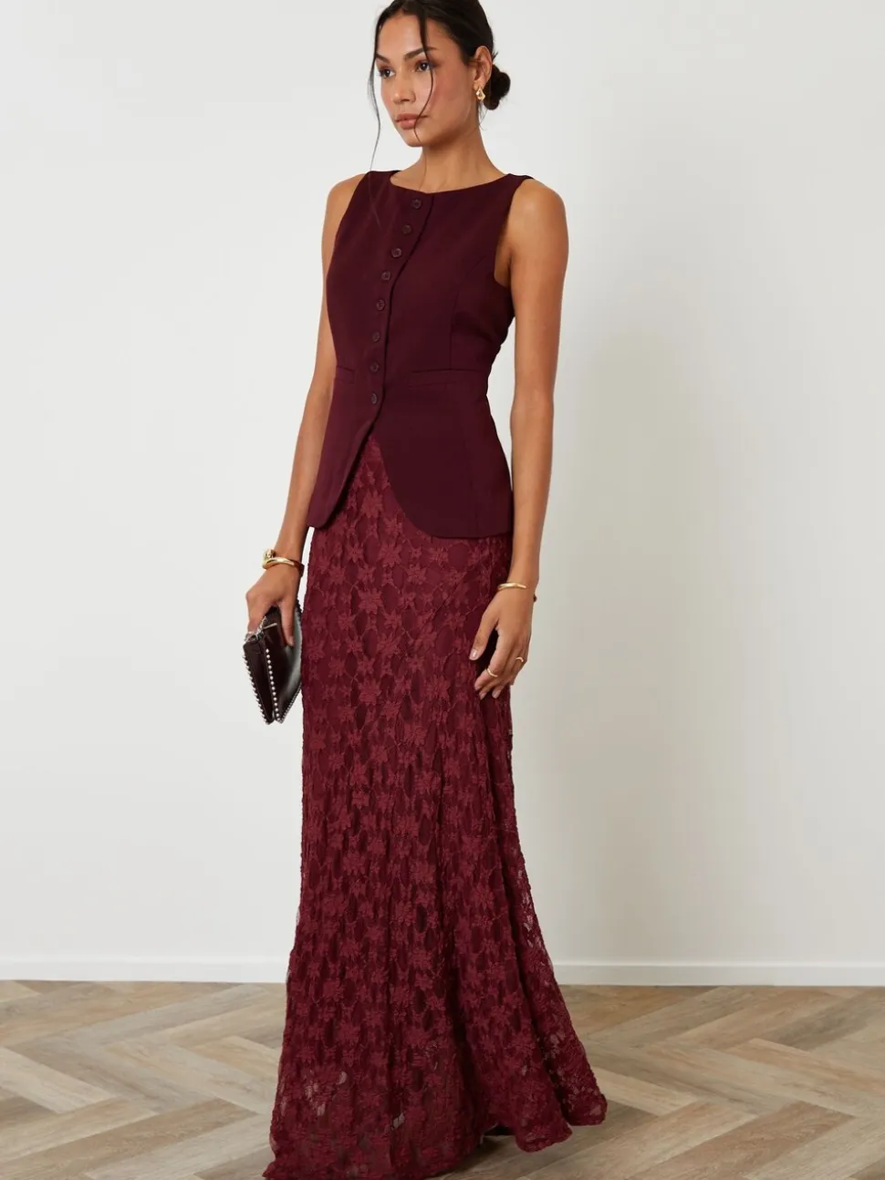 Threadbare Boat Neck Longline Waistcoat