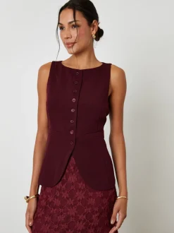 Threadbare Boat Neck Longline Waistcoat