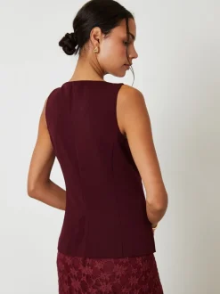Threadbare Boat Neck Longline Waistcoat