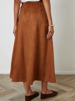 Threadbare Button Front Suedette Skirt