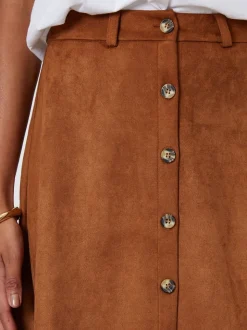 Threadbare Button Front Suedette Skirt