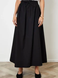 Threadbare Cotton Poplin Tie Waist Skirt with Pockets