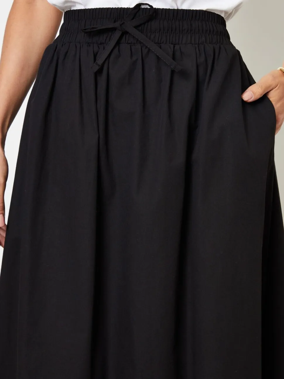 Threadbare Cotton Poplin Tie Waist Skirt with Pockets