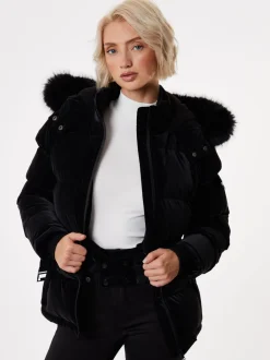 Threadbare High Shine Belted Parka Ski Jacket