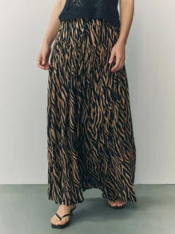 Tijgerprint - Maxirok met getailleerde taille