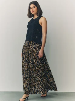 Tijgerprint - Maxirok met getailleerde taille