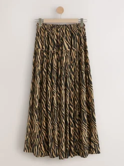 Tijgerprint - Maxirok met getailleerde taille