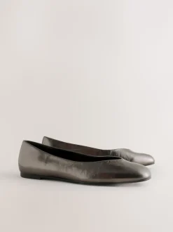Tin - Forever Comfort® Leather Square Toe Ballerina Flats