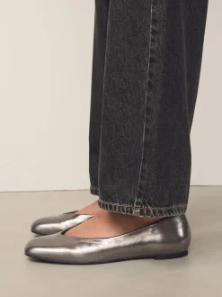 Tin - Forever Comfort® Leather Square Toe Ballerina Flats