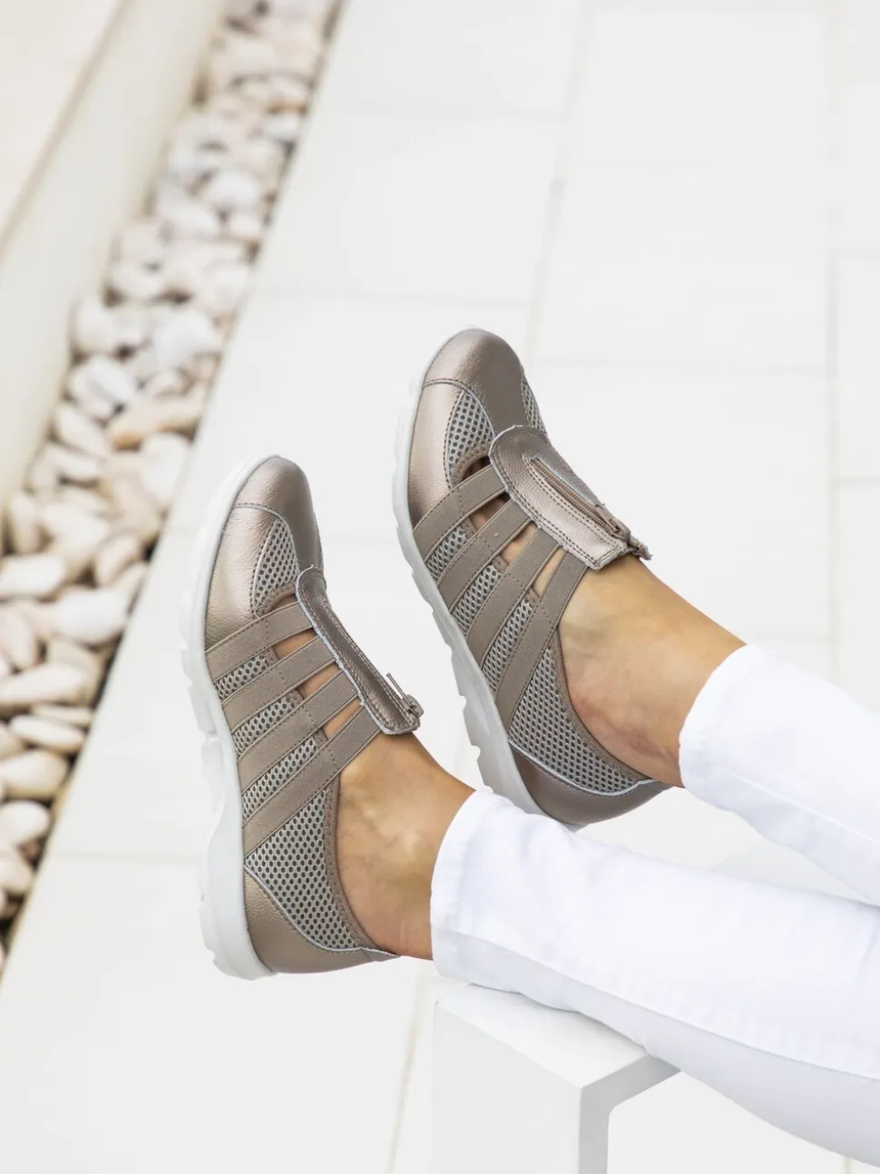 Tin - Pavers leren dames instap schoenen met wijde pasvorm