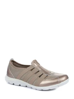 Tin - Pavers leren dames instap schoenen met wijde pasvorm