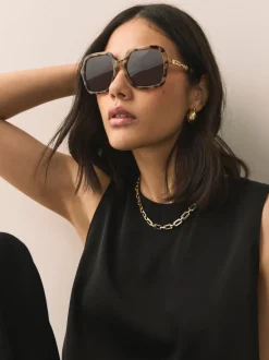 Tortoise bruin - Square Chain Arm Sunglasses