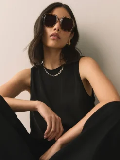 Tortoise bruin - Square Chain Arm Sunglasses