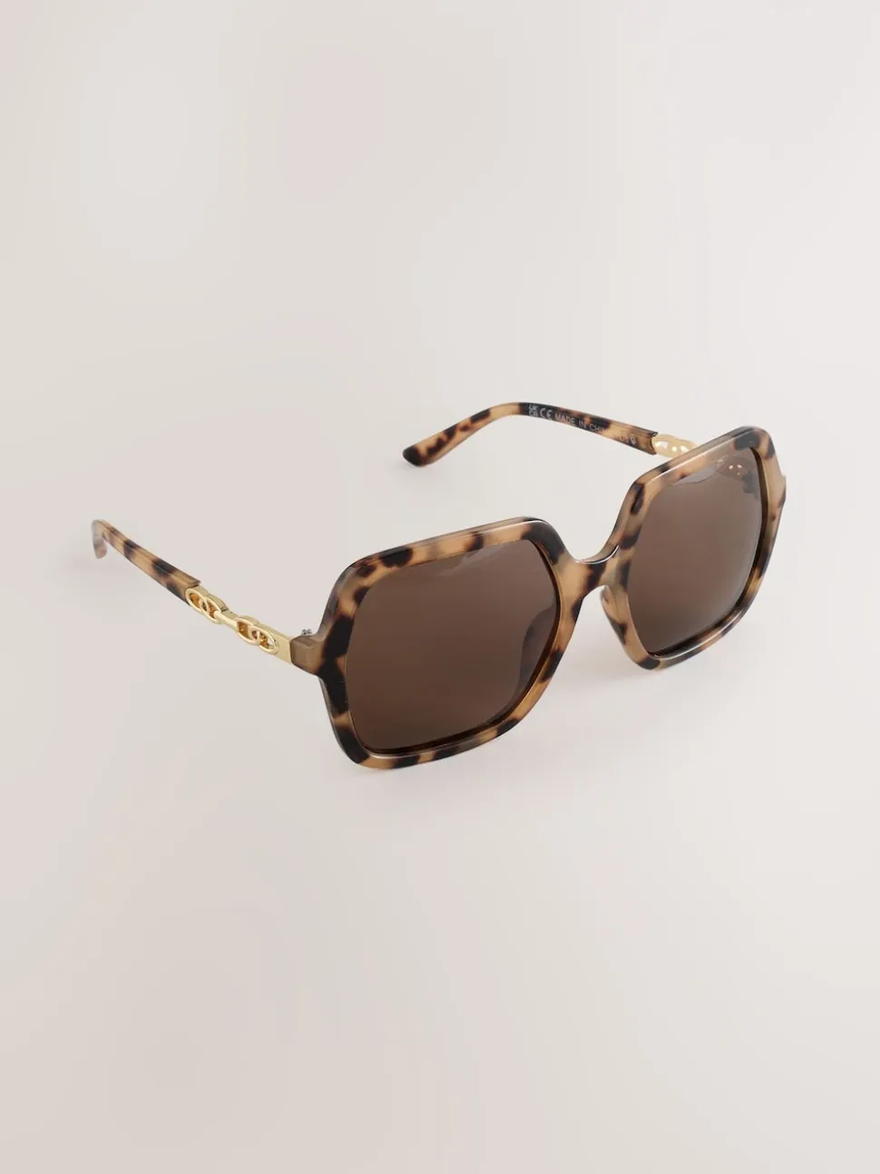 Tortoise bruin - Square Chain Arm Sunglasses