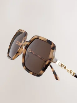 Tortoise bruin - Square Chain Arm Sunglasses