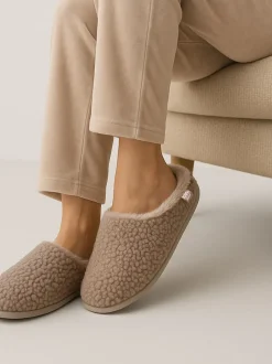 Totes Isotoner Ladies Borg Swept Back Mules