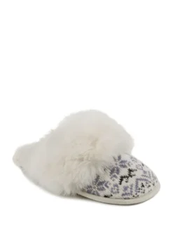 Totes Toasties Ladies Fair Isle Knit Mule Slippers