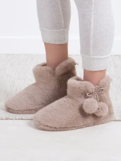 Totes Toasties Ladies Faux Fur Boot Slippers