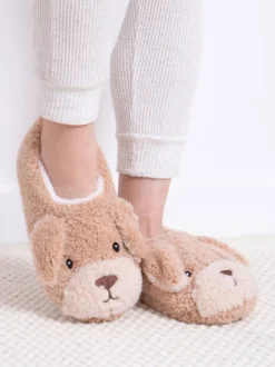 Totes Toasties Ladies Novelty Dog Full Back Slippers