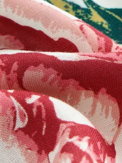 Turquoise Floral Print - Korte kimonotuniek