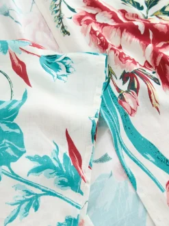 Turquoise Floral Print - Korte kimonotuniek