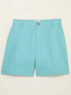 Turquoise/blauw - FatFace linnen shorts