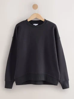 Ultiem zwart - Supersoft Peached Essentials sweatshirt met ronde hals en naaddetail