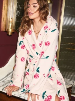 Urban Threads Urban Threads Cream Disco Cherries Fleece Dressing Gown
