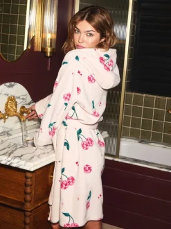 Urban Threads Urban Threads Cream Disco Cherries Fleece Dressing Gown