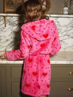 Urban Threads Urban Threads Pink Heart & Star Fleece Dressing Gown