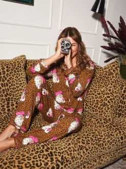 Urban Threads Urban Threads Brown Cowboy Santa Long Pyjamas Set