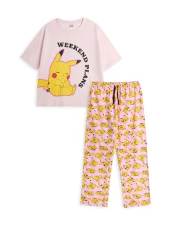 Vanilla Underground dames Pokemon roze korte mouw lange pijpen 100% katoenen pyjamaset