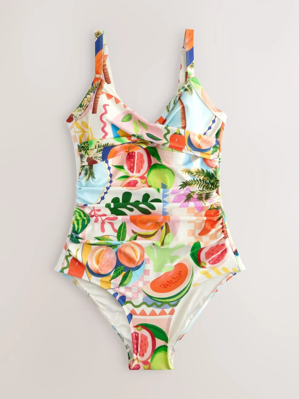 Vrolijk fruit/tropische print - Vormgevend badpak met buikcorrectie