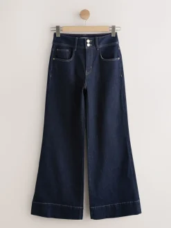 Wassing - Zandloperjeans met stretchy, hoge taille en wijde pijpen