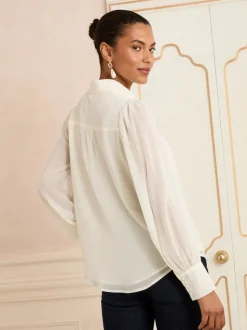 White Ecru Lace - Love & Roses Centre Long Sleeve Shirt