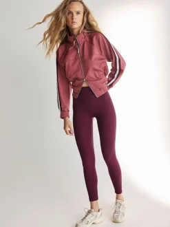 Wijnrood - Geribbelde naadloze legging met hoge taille