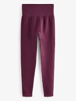 Wijnrood - Geribbelde naadloze legging met hoge taille
