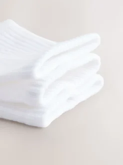 Wit - 3 Paar geribbelde, sportieve, cropped enkelsokken met verzachte zool en voetboogondersteuning